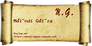 Mándi Géza névjegykártya